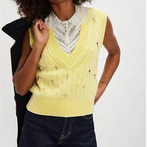 Free People Sunny Yellow Knit Sweater Vest
